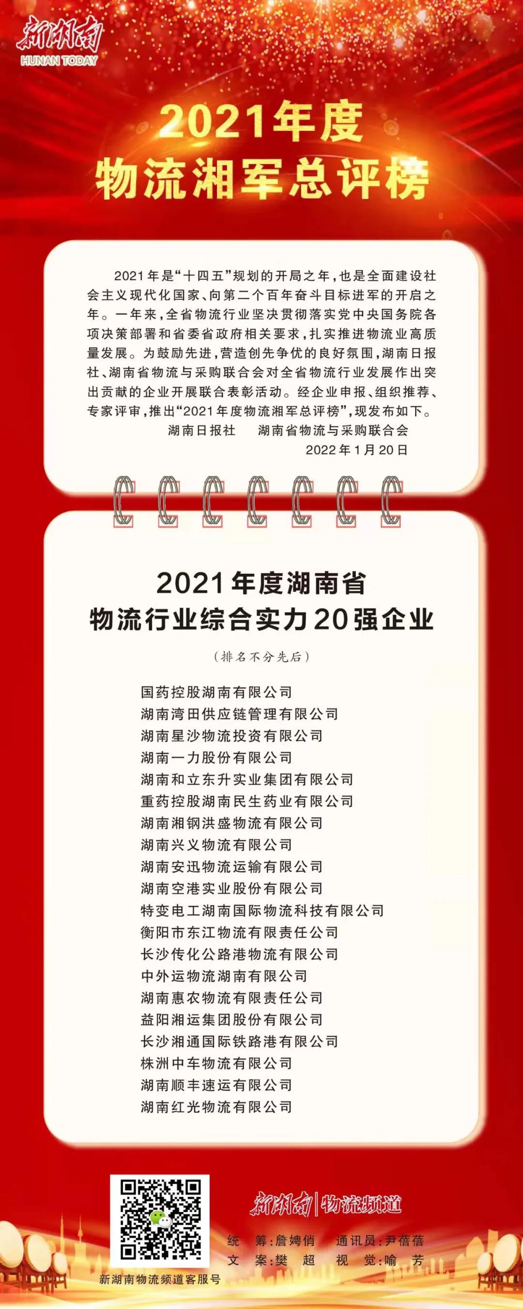  2021年度物流湘军总评榜颁布，，，，，w88win官网上榜综合实力20强！(图3)